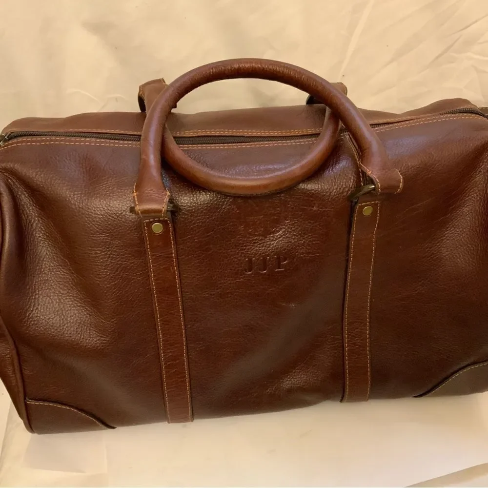 New Links and Kings Brown Leather Duffle Bag Weekender.